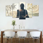 5 Piece Buddha Bamboo Canvas Panting (With No Frame)
