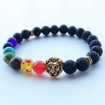 7 Chakra Men Women Stones Lion Charm Bracelet