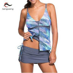 Hot Summer 2 Piece Tankini Bottom Push Up Swimsuit Sport - Plus Sizes