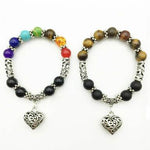 7 Chakra Multi color Stone Brown Women  Bracelet