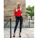 Black-Matte Eco-Leather Pants Lifts & Supports
