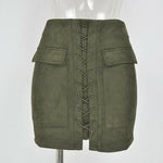 Lace-Up Suede Skirt
