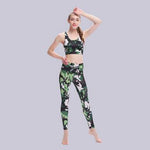 Fashion Workout Set  Printed Crop Top Tracksuit