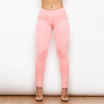 Pink Mid Waist Cotton Pants Lift & Support