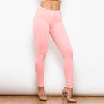 Pink Mid Waist Cotton Pants Lift & Support