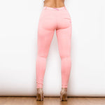 Pink Mid Waist Cotton Pants Lift & Support