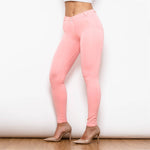 Pink Mid Waist Cotton Pants Lift & Support