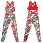 Women Floral Fitness Backless Yoga Workout Jumpsuit