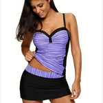Strap Underwire Two Piece Swimsuit Top and Pantyskirt