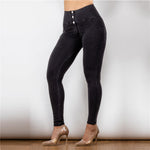 New High Waist Front Buttons Denim Pants Lift & Support