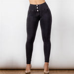 New High Waist Front Buttons Denim Pants Lift & Support