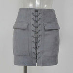 Lace-Up Suede Skirt