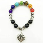 7 Chakra Multi color Stone Brown Women  Bracelet