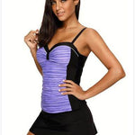 Strap Underwire Two Piece Swimsuit Top and Pantyskirt