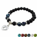 7 Chakra Beads Heart Charm Women Bracelet