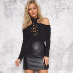 Deemers Women's Slashed Ripped Cut Out Stretch Clubwear Party Blouse Top