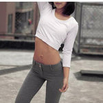 Running Sexy Three Quarter Crop Top With Hollow