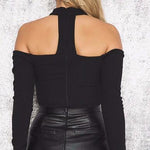 Deemers Women's Slashed Ripped Cut Out Stretch Clubwear Party Blouse Top