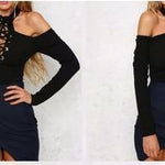 Deemers Women's Slashed Ripped Cut Out Stretch Clubwear Party Blouse Top