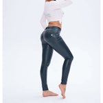 Blue Color Eco-Leather Pants Lifts & Supports