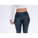 Blue Color Eco-Leather Pants Lifts & Supports