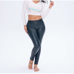 Blue Color Eco-Leather Pants Lifts & Supports