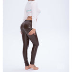 Brown Color Eco-Leather Pants Lifts & Supports