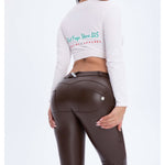 Brown Color Eco-Leather Pants Lifts & Supports
