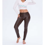 Brown Color Eco-Leather Pants Lifts & Supports