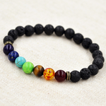Natural Lava Stone 7 Chakra Healing Bracelet