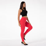 Red High Waist Cotton Pants Lift & Support