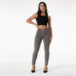 Olive Green Mid Waist Cotton Pants Lift & Support
