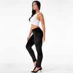 Black Mid Waist Velvet Push Up leggings Lift & Support