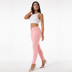 Pink Mid Waist Cotton Pants Lift & Support