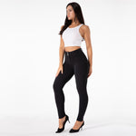 New Black Mid Waist Cotton Leggings Lift & Support