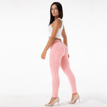 Pink Mid Waist Cotton Pants Lift & Support