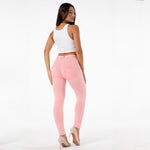 Pink Mid Waist Cotton Pants Lift & Support