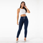 New High Waist Front Buttons Denim Pants Lift & Support