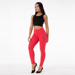 Red High Waist Cotton Pants Lift & Support