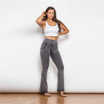 Gray High Waisted Flare Denim Lift & Support