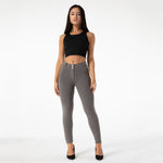 Olive Green Mid Waist Cotton Pants Lift & Support