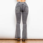 Gray High Waisted Flare Denim Lift & Support