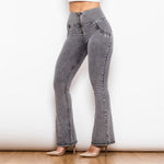 Gray High Waisted Flare Denim Lift & Support