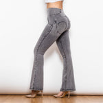 Gray High Waisted Flare Denim Lift & Support