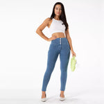 New High Waist Front Buttons Denim Pants Lift & Support
