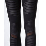 2019 Moto Design Leather-like Varnish Mesh Panels Leggings Hiney Trainer™